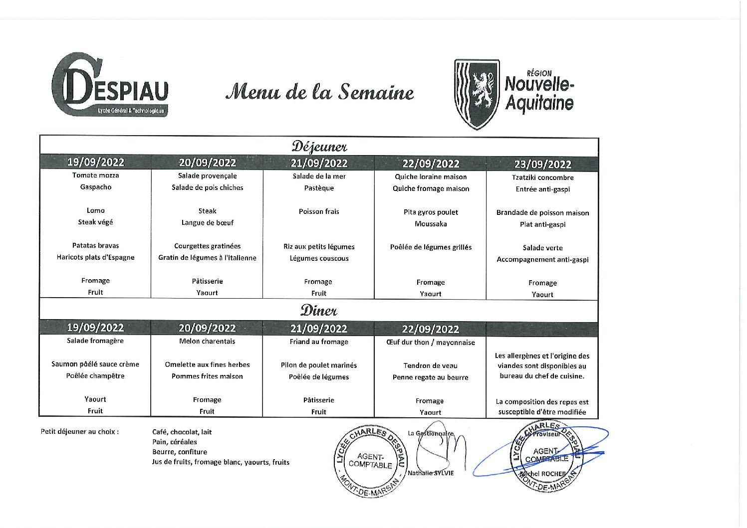 lyc menu